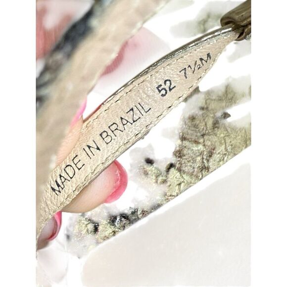 Kate Spade Venezia Snake Print Platform Sandals 7.5M Metallic Leather Italy - Picture 7 of 11